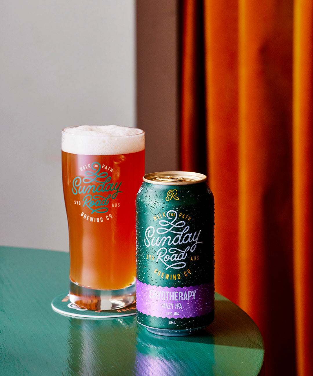 Sunday Road Brewing Sutherland Shire Beer cryotherapy hazy ipa in a can and glass