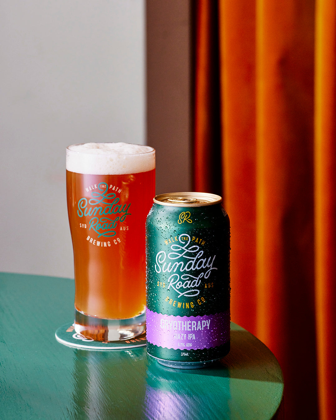 Sunday Road Brewing Sutherland Shire Beer cryotherapy hazy ipa in a can and glass