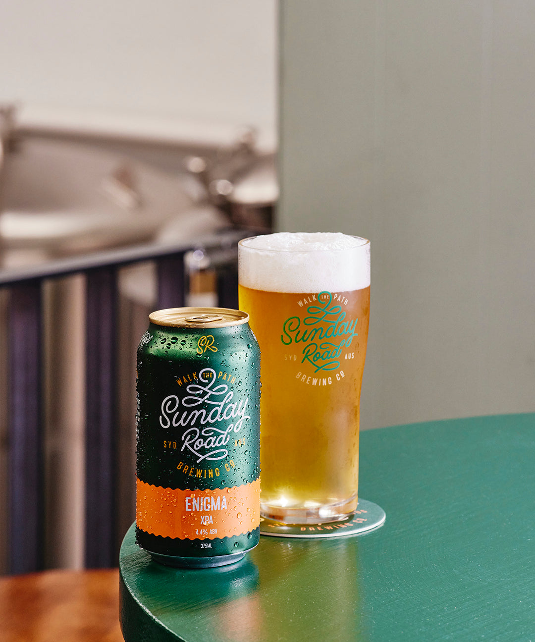 Sunday Road Brewing Sutherland Shire Beer Enigma XPA in a can & glass